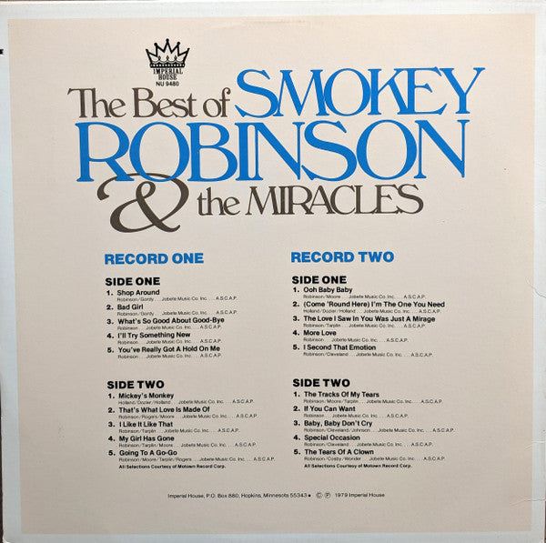 Smokey Robinson & The Miracles* : The Best Of Smokey Robinson & The Miracles (2xLP, Comp, 61)