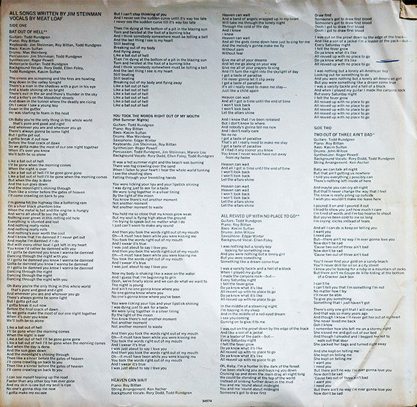 Meat Loaf : Bat Out Of Hell (LP, Album, RE, Pit)