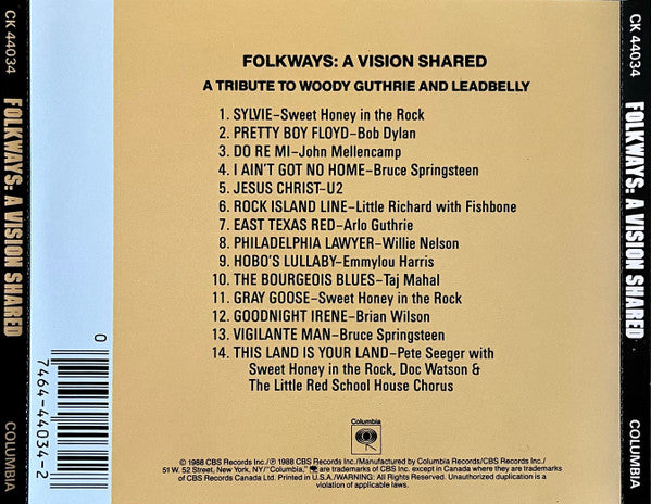 Various : Folkways: A Vision Shared (A Tribute To Woody Guthrie And Leadbelly) (CD, Album, Pit)