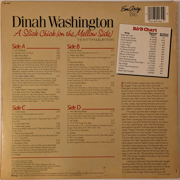 Dinah Washington : A Slick Chick (On The Mellow Side) - The Rhythm & Blues Years (2xLP, Comp)