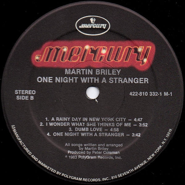 Martin Briley : One Night With A Stranger (LP, Album, Hau)