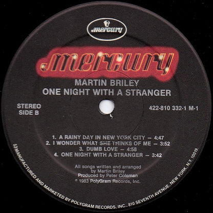 Martin Briley : One Night With A Stranger (LP, Album, Hau)