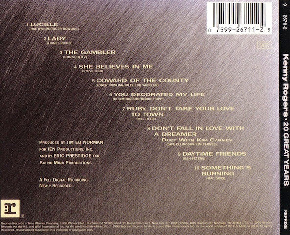 Kenny Rogers : 20 Great Years (CD, Comp)