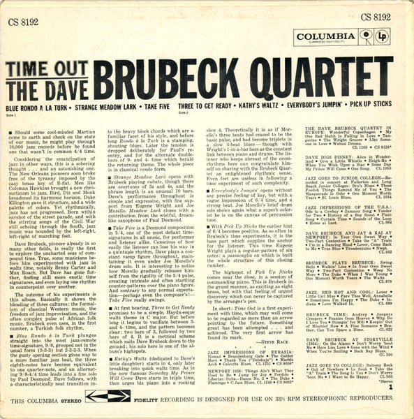 The Dave Brubeck Quartet : Time Out (LP, Album, RE, Glo)