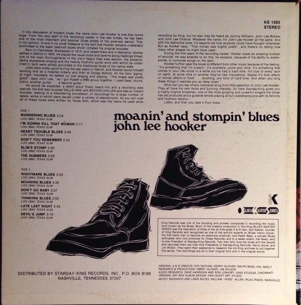 John Lee Hooker : Moanin' And Stompin' Blues (LP, Comp, RE)