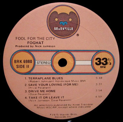 Foghat : Fool For The City (LP, Album, RE, Gol)