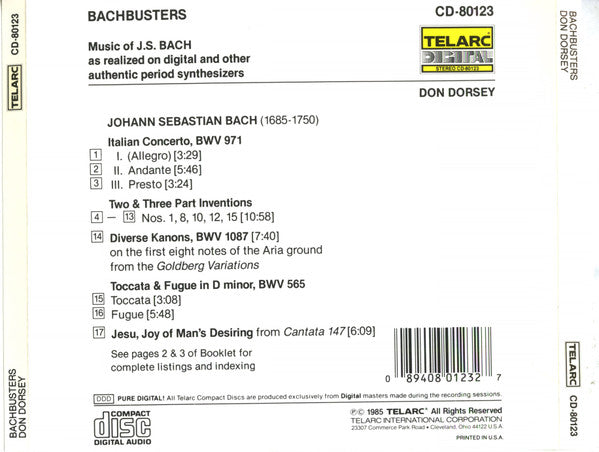 Don Dorsey : Bachbusters (CD, Album)