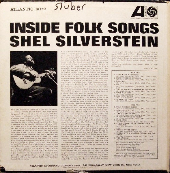 Shel Silverstein : Inside Folk Songs (LP, Album, Mono)