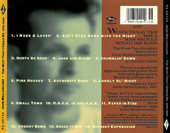 John Mellencamp* : The Best That I Could Do (1978-1988) (CD, Comp, Club, DAD)
