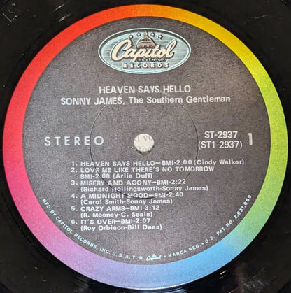 Sonny James And The Southern Gentlemen : Heaven Says Hello (LP, Album, Jac)