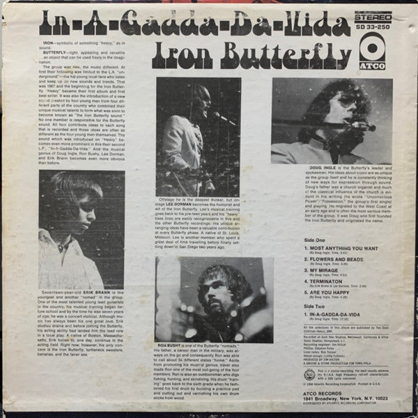 Iron Butterfly : In-A-Gadda-Da-Vida (LP, Album, RP, Pit)