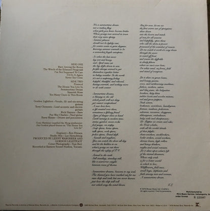 Gordon Lightfoot : Summertime Dream (LP, Album, Club)