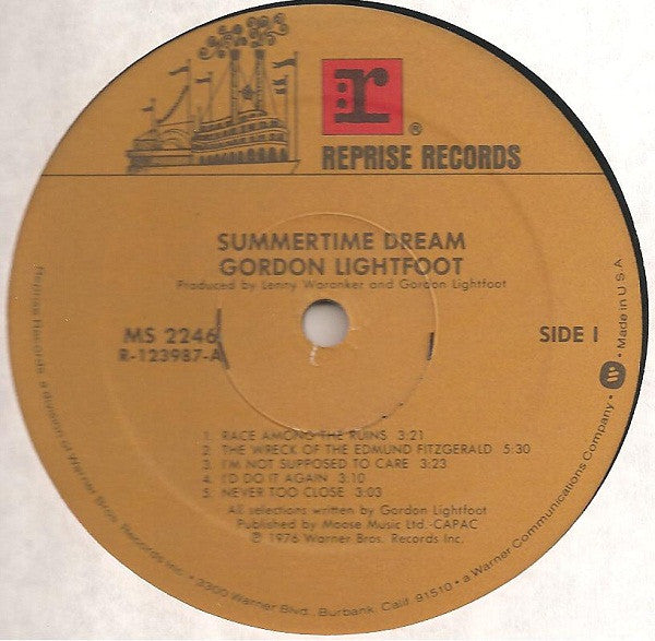 Gordon Lightfoot : Summertime Dream (LP, Album, Club)