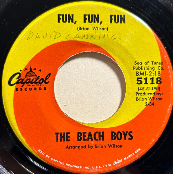 The Beach Boys : Fun, Fun, Fun (7", Single, Scr)