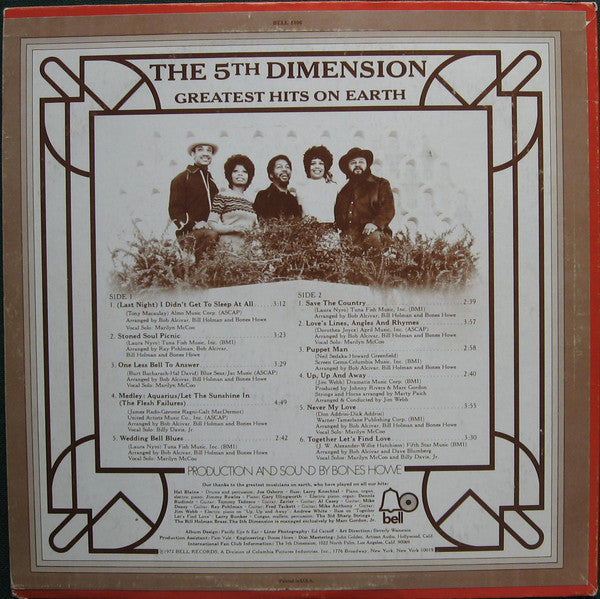The 5th Dimension* : The Greatest Hits On Earth (LP, Comp, Ter)