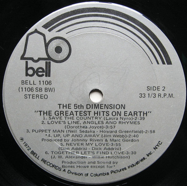 The 5th Dimension* : The Greatest Hits On Earth (LP, Comp, Ter)