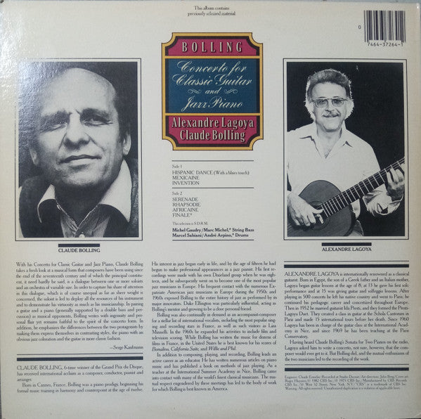 Claude Bolling, Alexandre Lagoya : Bolling: Concerto For Classic Guitar And Jazz Piano (LP, Album)