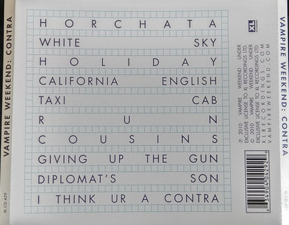 Vampire Weekend : Contra (CD, Album, RE, arv)