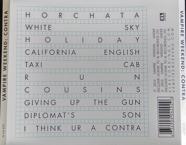 Vampire Weekend : Contra (CD, Album, RE, arv)