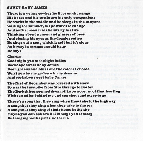 James Taylor (2) : Sweet Baby James (CD, Album, Club, RE, BMG)