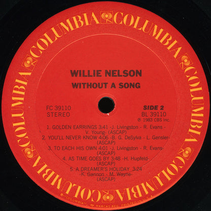 Willie Nelson : Without A Song (LP, Album, Pit)