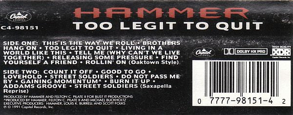 Hammer* : Too Legit To Quit (Cass, Album, Dol)