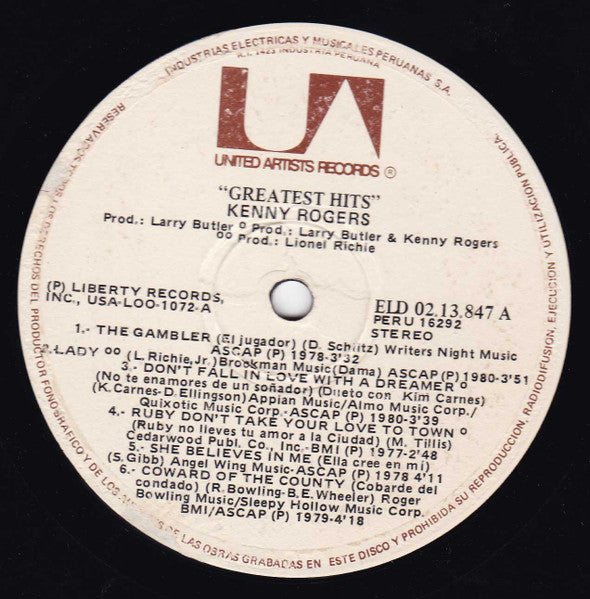 Kenny Rogers : Kenny Rogers "Greatest Hits" (LP, Comp)
