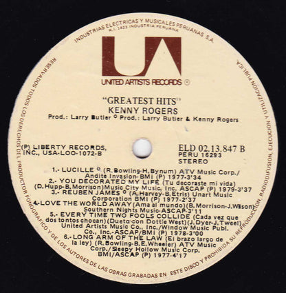 Kenny Rogers : Kenny Rogers "Greatest Hits" (LP, Comp)