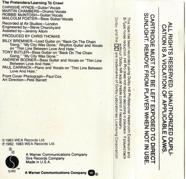 The Pretenders : Learning To Crawl (Cass, Album, Club, CRC)