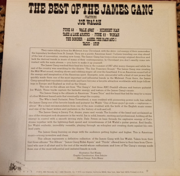 James Gang Featuring Joe Walsh : The Best Of James Gang Featuring Joe Walsh (LP, Comp)