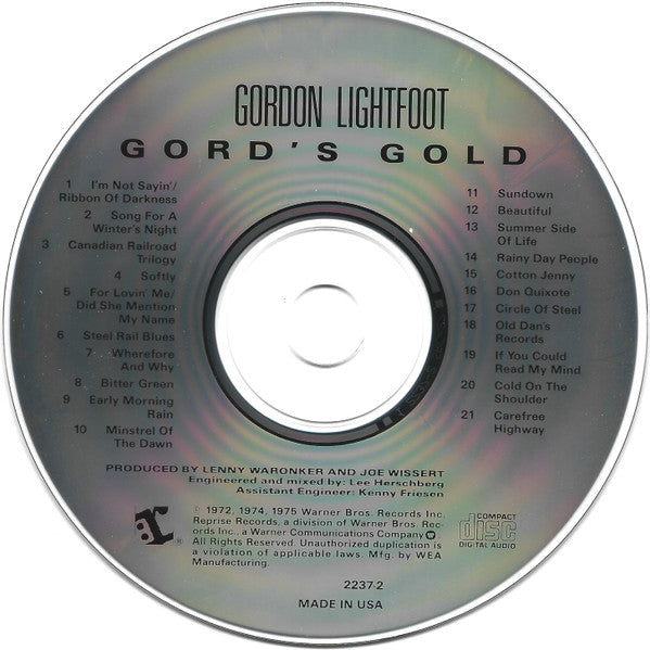 Gordon Lightfoot : Gord's Gold (CD, Comp)