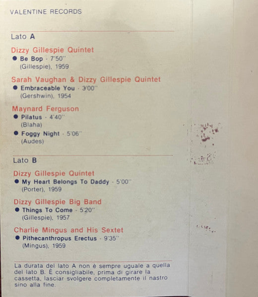 Sarah Vaughan, Miles Davis, Charles Mingus, Dizzy Gillespie : I Giganti Del Jazz / Giants Of Jazz Vol. 2 (Cass, Comp, Promo, Dol)