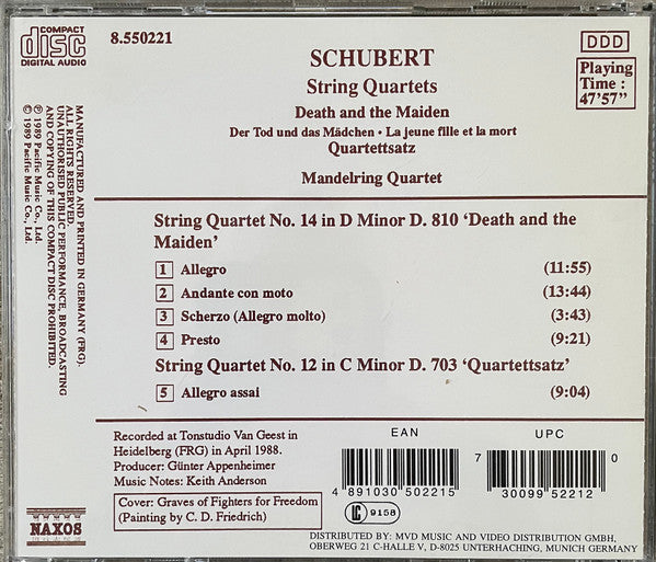 Schubert*, Mandelring Quartet* : Death And The Maiden • Quartettsatz (CD, Album)