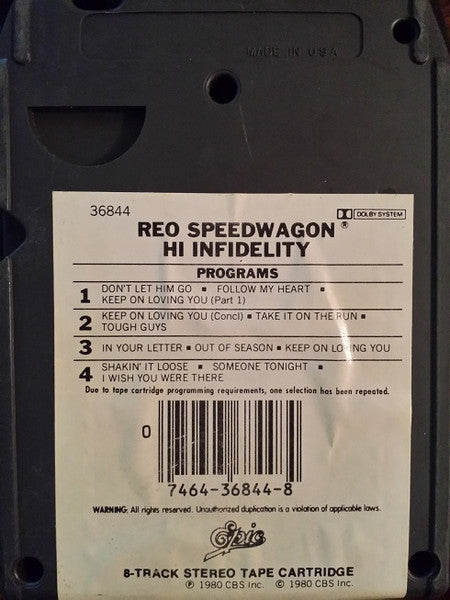REO Speedwagon : Hi Infidelity (8-Trk, Album, Dol)
