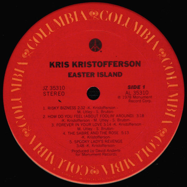 Kris Kristofferson : Easter Island (LP, Album, San)