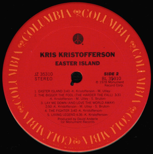 Kris Kristofferson : Easter Island (LP, Album, San)