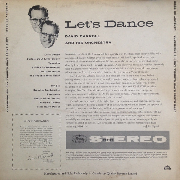 David Carroll & His Orchestra : Let's Dance (LP, Album)