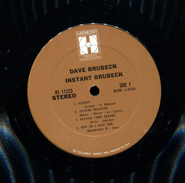 Dave Brubeck : Instant Brubeck (LP, Album, RE)