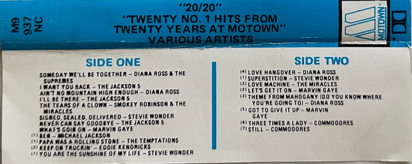 Various : 20/20 Twenty No.1 Hits From Twenty Years At Motown (Cass, Comp)