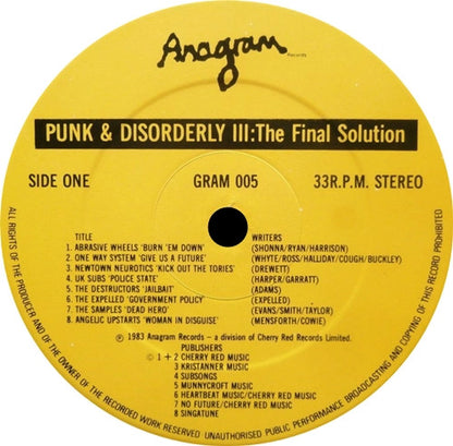 Various : Punk And Disorderly III - The Final Solution (LP, Comp, RP, Gre)