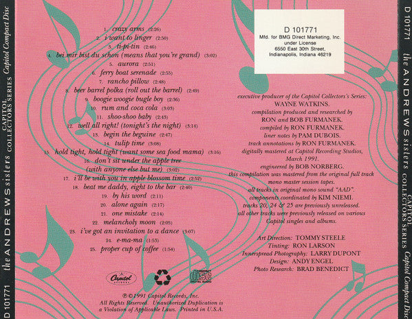 The Andrews Sisters : Capitol Collectors Series (CD, Comp, Club, RE, BMG)