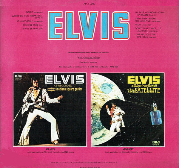 Elvis Presley : Elvis (LP, Album, Ind)