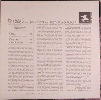 Gene Ammons And Sonny Stitt With Brother Jack McDuff : Soul Summit (LP, Album, RE, Pit)