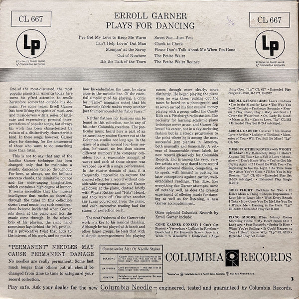 Erroll Garner : Plays For Dancing (LP, Album, Mono, RE)