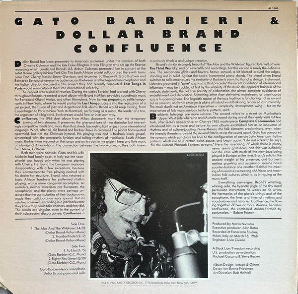 Gato Barbieri & Dollar Brand : Confluence (LP, Album, RE, Ter)