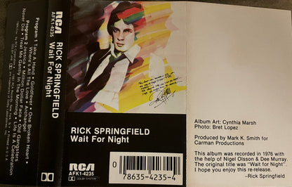 Rick Springfield : Wait For Night (Cass, Album, RE)