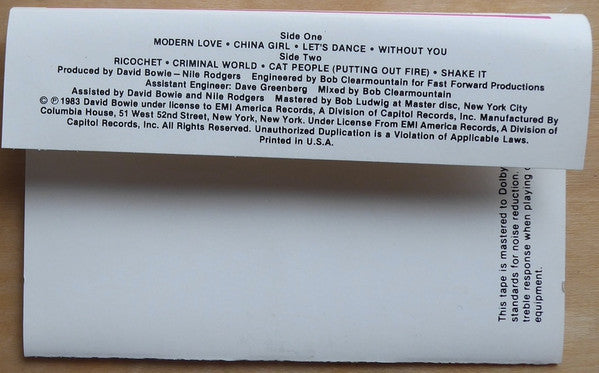 David Bowie : Let's Dance (Cass, Album, Club)