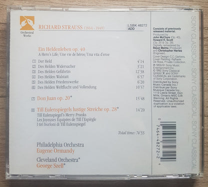 Richard Strauss - Philadelphia Orchestra* / Cleveland Orchestra*, Eugene Ormandy / George Szell : Ein Heldenleben • Don Juan • Till Eulenspiegel (CD, Comp)