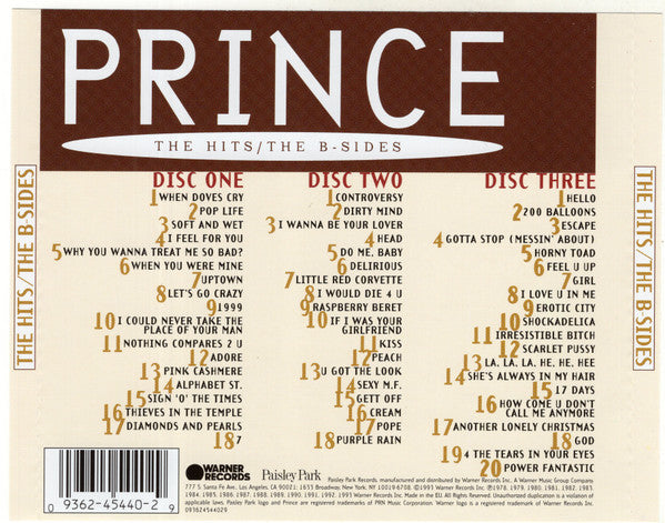 Prince : The Hits / The B-Sides (3xCD, Comp, RE)