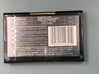 1992-96 Maxell XLII-S IEC Type II High CrO2 SEALED Blank Cassette 100 mins